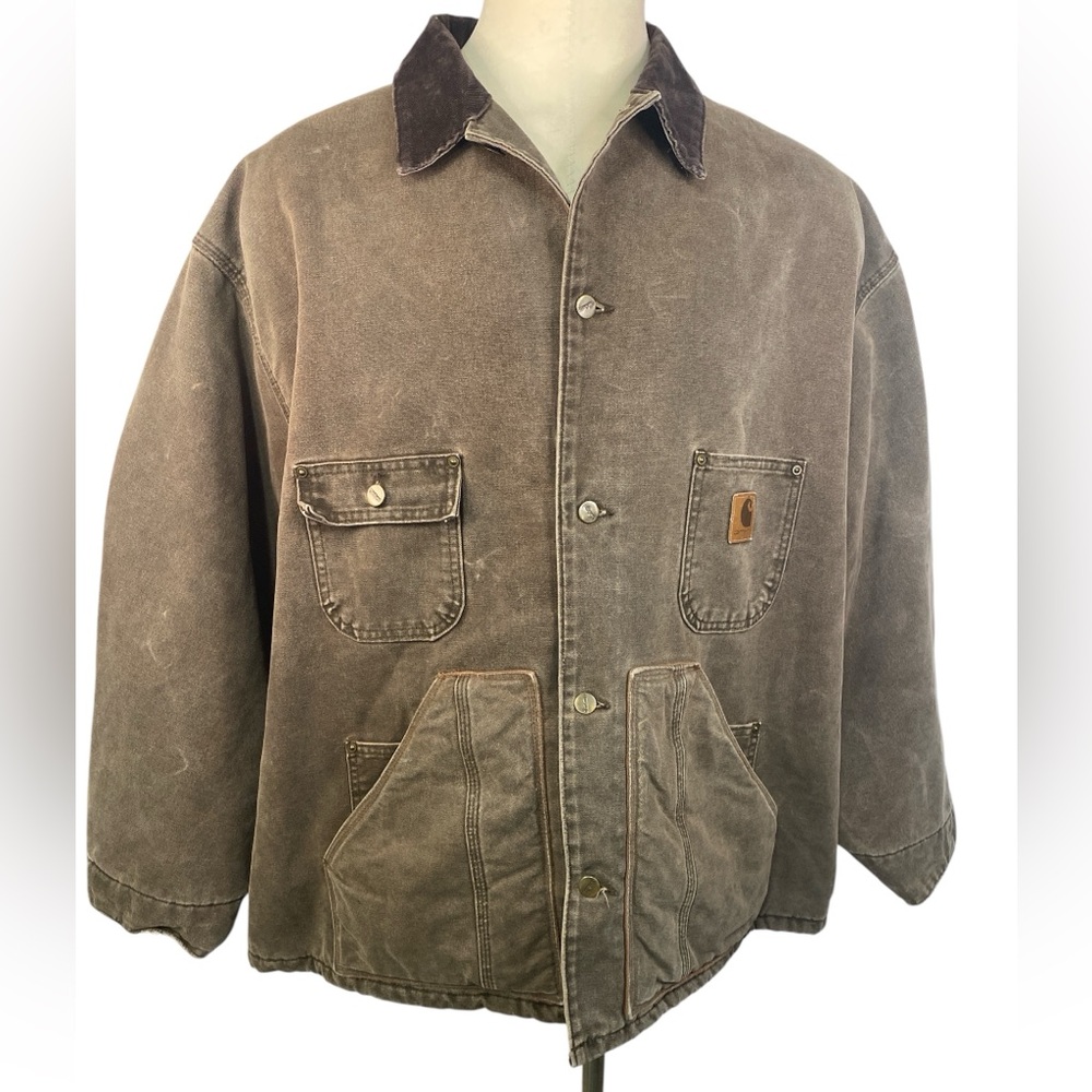 Vintage Carhartt C02CHT Brown Lined Canvas Field Jacket Men’s 5XL